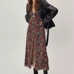 Nasty Gal Button Down Long Sleeve Midi Tea Dress